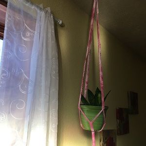 Macrame hanger tie dyed pink handmade boho chic